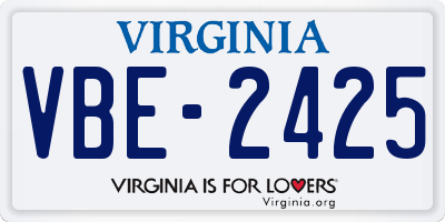 VA license plate VBE2425