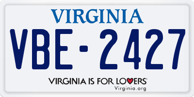 VA license plate VBE2427