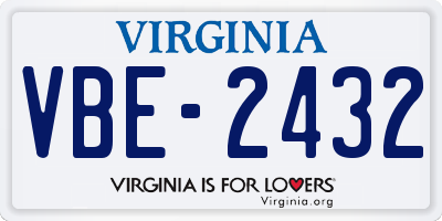 VA license plate VBE2432