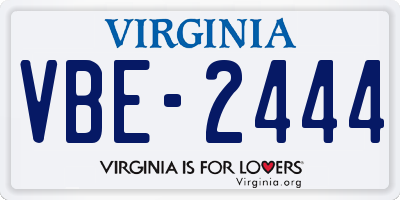 VA license plate VBE2444