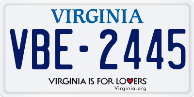 VA license plate VBE2445