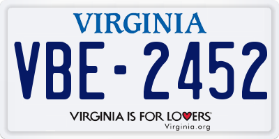 VA license plate VBE2452