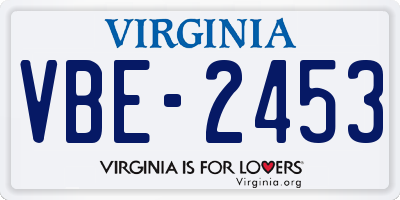 VA license plate VBE2453