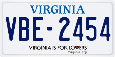 VA license plate VBE2454