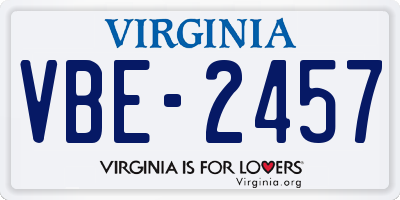 VA license plate VBE2457