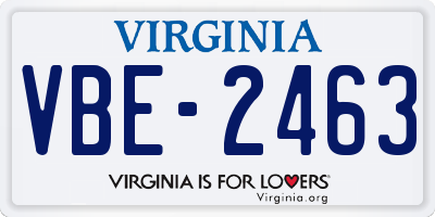 VA license plate VBE2463