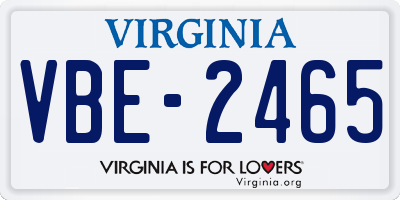 VA license plate VBE2465