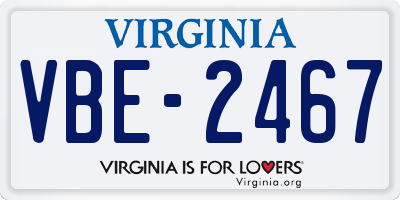 VA license plate VBE2467