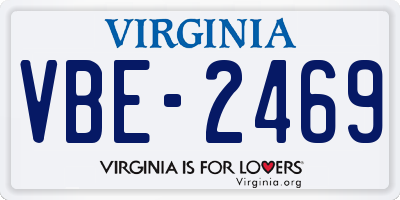 VA license plate VBE2469