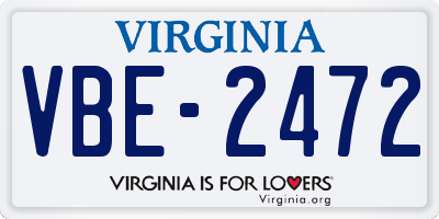 VA license plate VBE2472