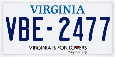 VA license plate VBE2477