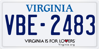 VA license plate VBE2483
