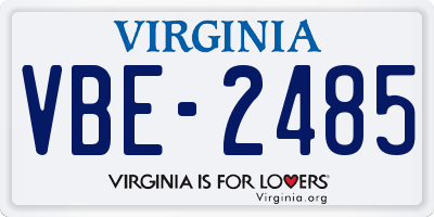 VA license plate VBE2485