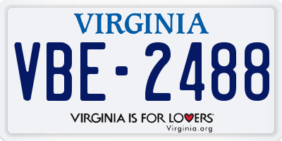 VA license plate VBE2488