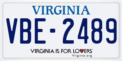 VA license plate VBE2489
