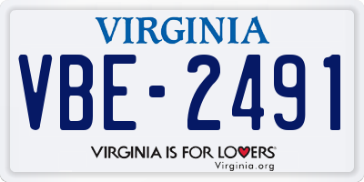 VA license plate VBE2491