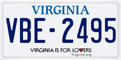 VA license plate VBE2495