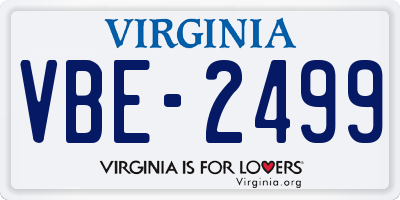 VA license plate VBE2499