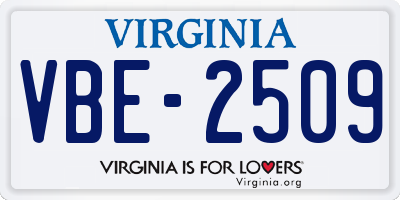 VA license plate VBE2509