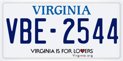 VA license plate VBE2544