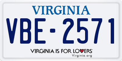 VA license plate VBE2571