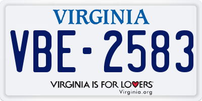 VA license plate VBE2583