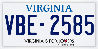 VA license plate VBE2585