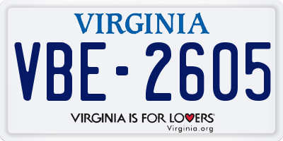 VA license plate VBE2605