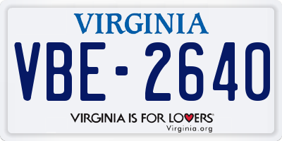 VA license plate VBE2640