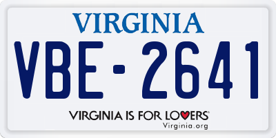 VA license plate VBE2641