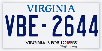 VA license plate VBE2644