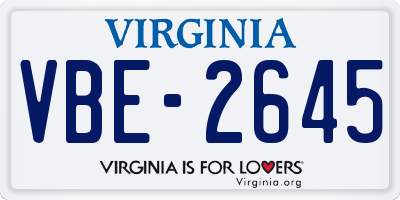 VA license plate VBE2645