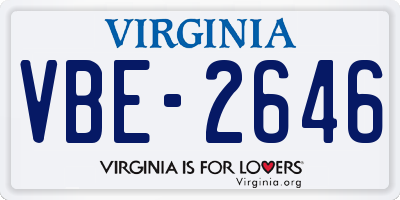VA license plate VBE2646