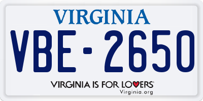 VA license plate VBE2650