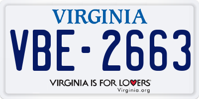 VA license plate VBE2663