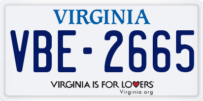 VA license plate VBE2665