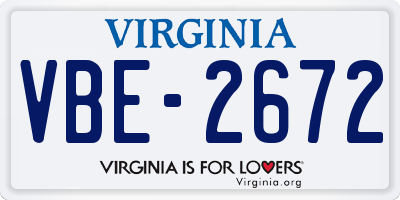 VA license plate VBE2672