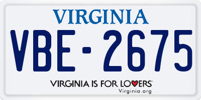 VA license plate VBE2675