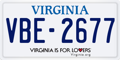 VA license plate VBE2677