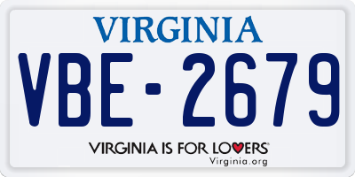 VA license plate VBE2679