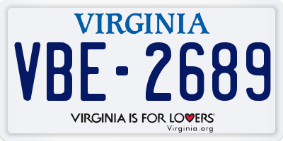 VA license plate VBE2689
