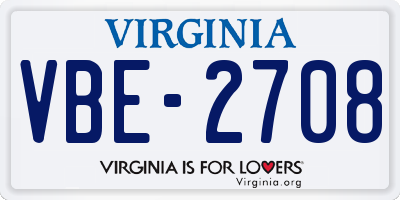 VA license plate VBE2708