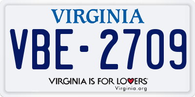 VA license plate VBE2709