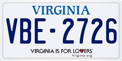 VA license plate VBE2726