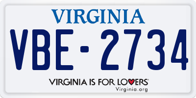 VA license plate VBE2734