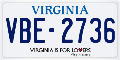 VA license plate VBE2736
