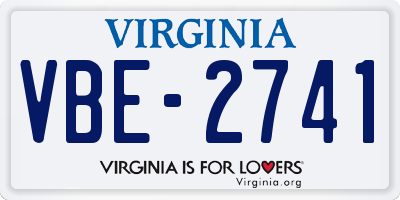 VA license plate VBE2741