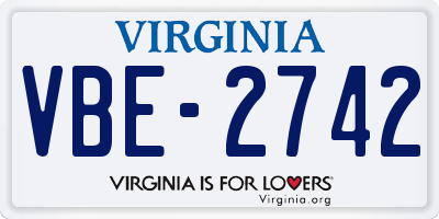 VA license plate VBE2742