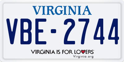 VA license plate VBE2744
