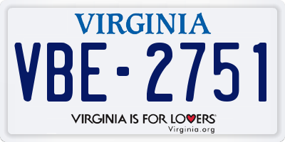 VA license plate VBE2751